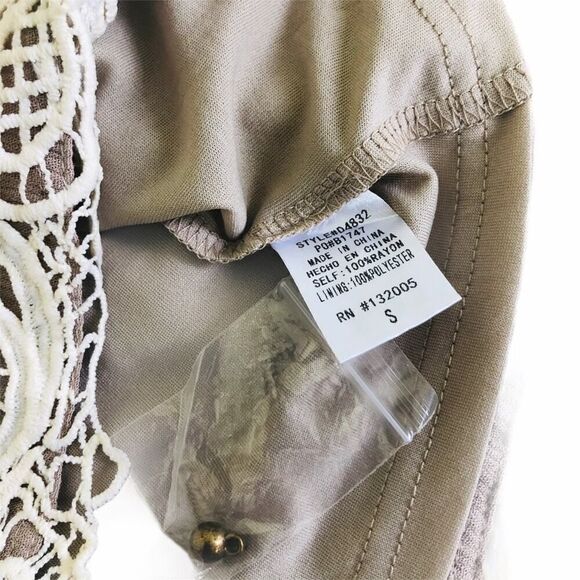 Entro Tan Lace Cream Boho Sleeveless Dress - Picture 6 of 6